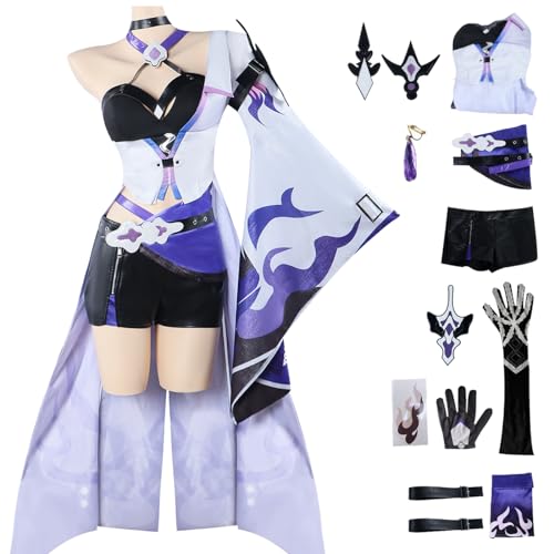 YEAJION Honkai Star Rail Acheron Cosplay Kostüm Komplettes Set Schwarz/Violett Star Rail Acheron Cosplay Verkleidung Acheron Uniform Halloween Karneval Party Bühnenauftritt Kostüm Erwachsene von YEAJION