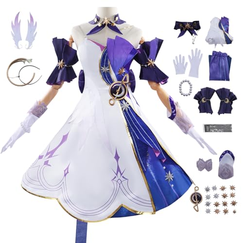 YEAJION Honkai Star Rail Robin Cosplay Kostüm Komplettes Set Regulär/Deluxe Star Rail Robin Cosplay Verkleidung Robin Uniform Halloween Karneval Party Bühnenauftritt Kostüm Erwachsene von YEAJION