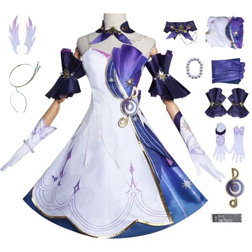 YEAJION Honkai Star Rail Robin Cosplay Kostüm Komplettes Set Regulär/Deluxe Star Rail Robin Cosplay Verkleidung Robin Uniform Halloween Karneval Party Bühnenauftritt Kostüm Erwachsene von YEAJION