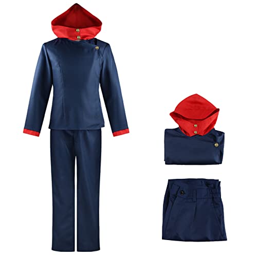 YEAJION Itadori Yuji Cosplay Kostüm Komplettes Set mit Perücke Anime Jujutsu Kaisen Cosplay Verkleidung Yuji Itadori Cosplay Schuluniform Halloween Karneval Party Kostüm Erwachsene von YEAJION