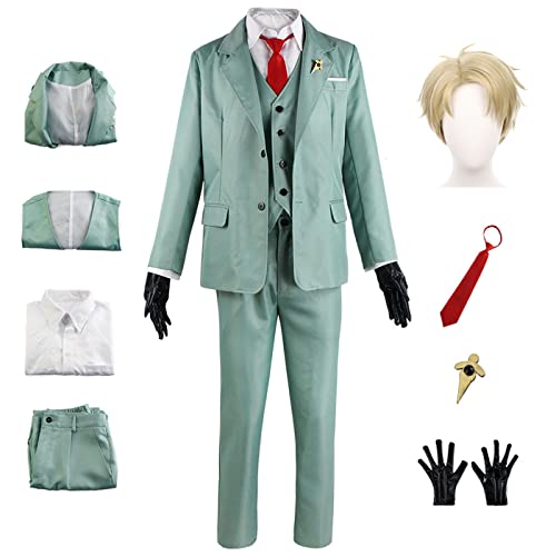 YEAJION Loid Forger Cosplay Kostüm mit Perücke Anime Spy X Family Cosplay Kostüm Anya Cosplay Outfit Loid Forger Verkleidung Weihnachtsfeier Halloween Karneval Party Kostüm für Erwachsene von YEAJION