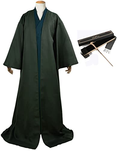 YEAJION Lord Voldemort Kostüm Erwachsene Cosplay Magie Schule Schwarzer Magier Voldemort Umhang Jacke 2 Stück Set Komplette Uniform Halloween Karneval Geburtstag Party Anzug und Zauberstäbe von YEAJION