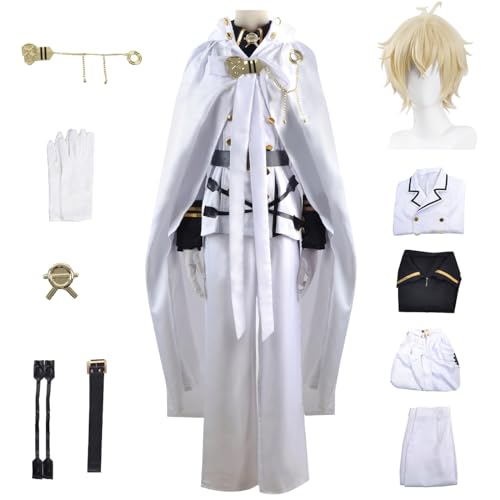 YEAJION Mikaela Hyakuya Cosplay Kostüm Komplettes Set mit Perücke Anime Seraph of the end Cosplay Mikaela Verkleidung Vampir Uniform Halloween Karneval Party Bühnenauftritt Kostüm Erwachsene von YEAJION