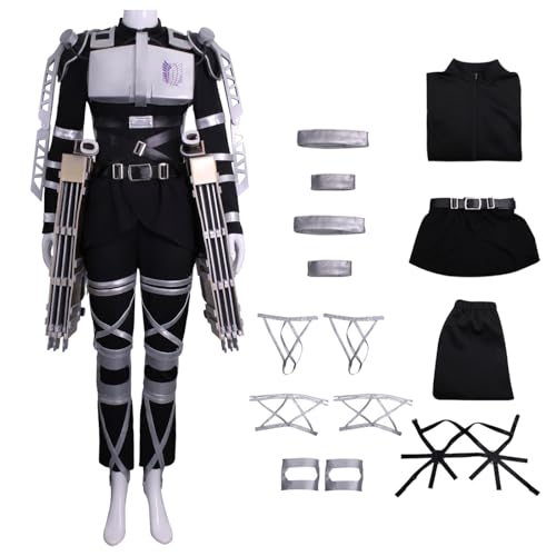 YEAJION Mikasa Cosplay Kostüm AOT Cosplay Levi Kostüm Anime Attack On Titan Season 4 Verkleidung Survey Corps Uniform Halloween Karneval Weihnachten Party Bühnenauftritt Kostüm für Erwachsene von YEAJION