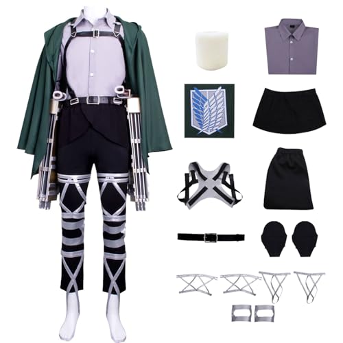 YEAJION Mikasa Cosplay Kostüm AOT Cosplay Levi Kostüm Anime Attack On Titan Season 4 Verkleidung Survey Corps Uniform Halloween Karneval Weihnachten Party Bühnenauftritt Kostüm für Erwachsene von YEAJION