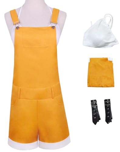 YEAJION Nami Kostüm Damen Cosplay FILM Nami Anime Outfits Set 3 Stück für Erwachsene Verkleidung Halloween Karneval Maskerade Geburtstage Party Costume Gelb mit Perücke von YEAJION