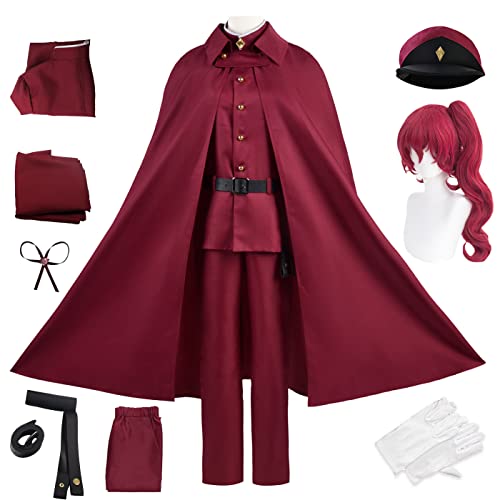 YEAJION Okura Teruko Cosplay Kostüm mit Perücke Anime Bungo Stray Dogs Cosplay Verkleidung Suehiro Tetsuo Kriegers Uniform Halloween Karneval Party Bühnenauftritt Kostüm Erwachsene von YEAJION