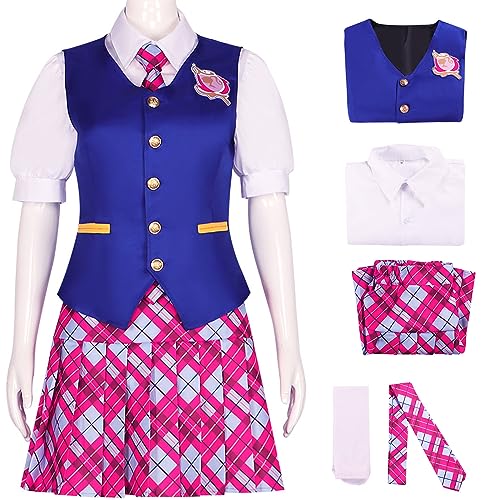 YEAJION Princess Charm School Kostüm Damen Cosplay Delancey Devin Princess Sophia Komplette Schuluniformen für Erwachsene Halloween Karneval Geburtstag Party Costume Blau und Rosa von YEAJION