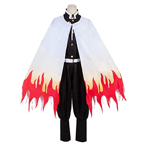 YEAJION Rengoku Kyoujurou Cosplay Kostüm mit Perücke Demon Slayer Kostüm Anime Cosplay Kostüm Kimetsu no Yaiba Kimono Set Halloween Karneval Party Bühnenauftritt Kostüm Erwachsene Damen Herren von YEAJION