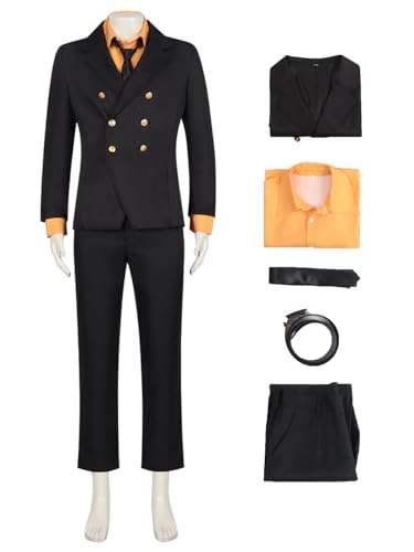 YEAJION Sanji Cosplay Kostüm Set Anime One Piece Verkleidung Sanji Cosplay Halloween Karneval Weihnachten Party Kostüm für Erwachsene von YEAJION