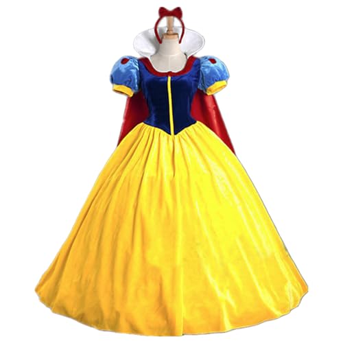 YEAJION Schneewittchen Prinzessin Kleid Damen Schneewittchen Verkleidung Prinzessin Cosplay Kostüm Weihnachten Halloween Karneval Party Bühnenauftritt Kostüm für Erwachsene von YEAJION