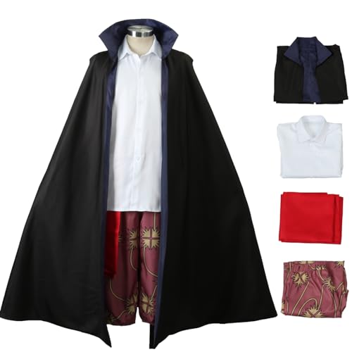 YEAJION Shanks Cosplay Kostüm Set mit Perücke Anime One Piece Verkleidung Shanks Cosplay Halloween Karneval Weihnachten Party Kostüm für Erwachsene von YEAJION