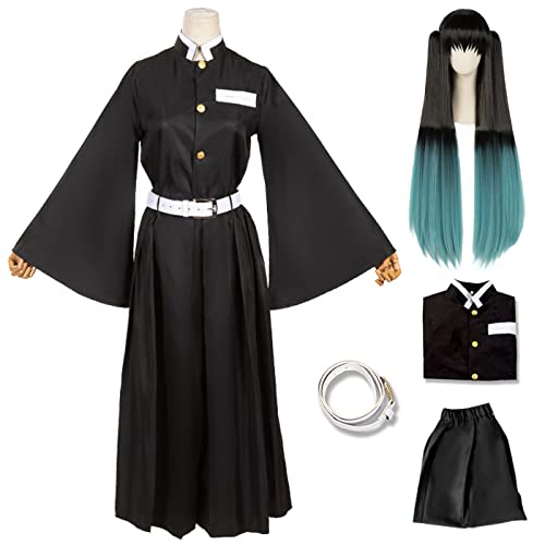 YEAJION Tokitou Muichirou Cosplay Kostüm mit Perücke Demon Slayer Kostüm Anime Cosplay Kostüm Kimetsu no Yaiba Kimono Set Halloween Karneval Party Bühnenauftritt Kostüm Erwachsene Damen Herren, S von YEAJION