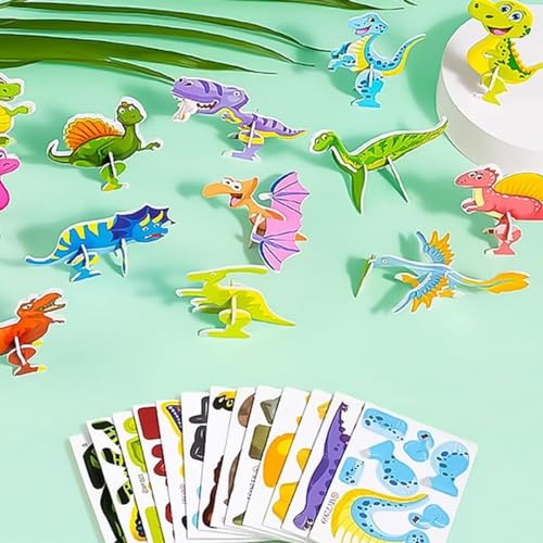 3D Jigsaw Puzzle, 25 PCS Cartoon Dinosaurier Tier Puzzle, Pädagogisches 3D Cartoon Puzzle Für Kinder, Mini Puzzle Kinder, 3D Puzzle for Kids Toys, Cartoon Puzzle, Geschenk Für Jungen Und Mädchen (B) von YEAMLTE