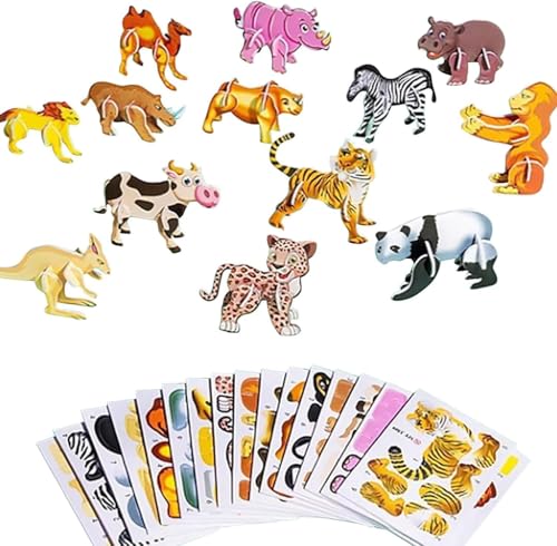 3D Jigsaw Puzzle, 25 PCS Cartoon Tier Puzzle, Pädagogisches 3D Cartoon Puzzle Für Kinder, Mini Puzzle Kinder, 3D Puzzle for Kids Toys, Cartoon Puzzle, 3D Puzzle, Geschenk Für Jungen Und Mädchen (A) von YEAMLTE