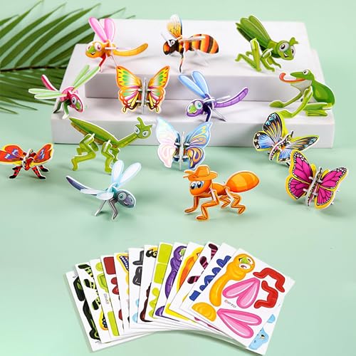 3D Jigsaw Puzzle, 25 PCS Tier Insekt 3D Cartoon Puzzle, Pädagogisches 3D Cartoon Puzzle Für Kinder, Mini Puzzle Kinder, 3D Puzzle for Kids Toys, Cartoon Puzzle, Geschenk Für Jungen Und Mädchen (C) von YEAMLTE