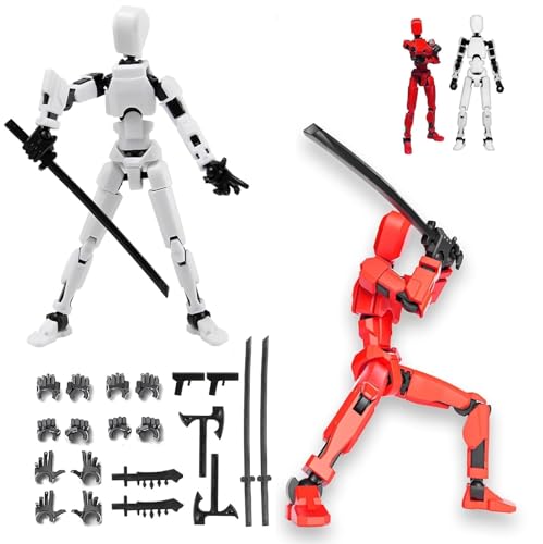 T13 Action Figure Satz, 3D-Gedruckter Mehrgelenke, Titan 13 Actionfiguren, Dummy 13 Lucky Mobil Roboter, T13 Actionfigur, Desktop-Dekorationen für Spielliebhaber(Rot + Weiß) T13 Action Figure Satz, 3D-Gedruckter Mehrgelenke, Titan 13 Actionfiguren, Dummy 13 Lucky Mobil Roboter, T13 Actionfigur, Desktop-Dekorationen für Spielliebhaber(Rot + Weiß) von YEAPEAK