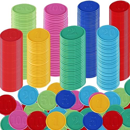 YEAPEAK 320 Stücke Bunte Pokerchips, Kunststoff Pokerchips, Zählen Chips Plastik - 7 Farben, 38mm - Spielchips, Kinder Zählchips, Chips Karte Zum Lernen Mathematischer Berechnungen Und Bingospiele von YEAPEAK