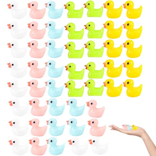 Enten Mini Tierfiguren, 100 Stück Mini Harz Enten, Miniatur Enten, Enten Mini Tierfiguren, 5 Farben Enten Miniaturfiguren, Für DIY Potting Micro Landschaft Dekorationen Lieferungen von YEAPEAK