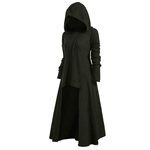 YEBIRAL Damen Langarm mit Kapuze Mittelalter Kleid bodenlangen Cosplay Dress Age Mittelalter Kleidung Große Größen Renaissance Halloween Party Kostüm Karneval Weihnachten Kleider (Y-2 Grün, XS) von YEBIRAL