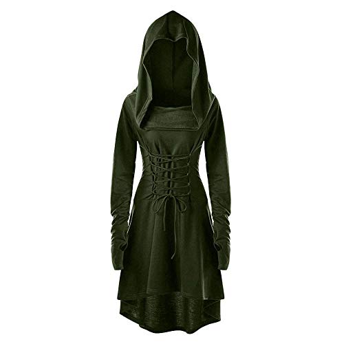 YEBIRAL Damen Langarm mit Kapuze Mittelalter Kleid bodenlangen Cosplay Dress Age Mittelalter Kleidung Große Größen Renaissance Halloween Party Kostüm Karneval Weihnachten Kleider von YEBIRAL