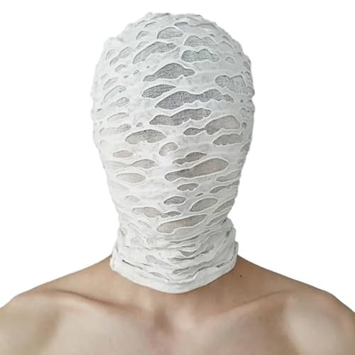 YECRUX Vollgesichtsmaske Kostüm Maskerade Party Cosplay Kapuze für Erwachsene Weiß von YECRUX