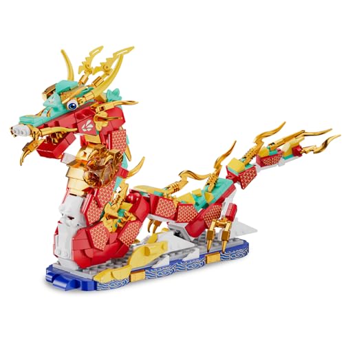 YEECHAO Frühlingsfest Verheißungsvoller Drachen-Bauset, kompatibel mit Lego, tolles chinesisches Neujahrsdekor, einzigartiges Geschenk Drachenspielzeug für Jungen und Mädchen ab 6 Jahren (506 PCS) von YEECHAO