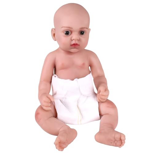 YEEFAIRY Realistische Silikon Reborn Babypuppe 39cm 1,8kg Lebensechte Neugeborene Junge mit Geöffneten Augen (kein Vinyl) Baby Boy Emotionspuppe für Paare mit Unerfülltem Kinderwunsch, Hell von YEEFAIRY