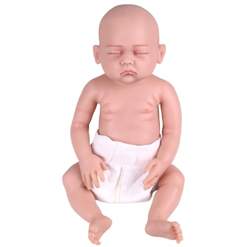 YEEFAIRY Realistische Silikon Reborn Babypuppe 43cm 2,7kg Lebensecht Neugeboren Schlafend Mädchen mit Natürlichen Geschlossenen Augen (kein Vinyl) Baby Girl Emotionspuppe für Kinderwunsch, Hell von YEEFAIRY