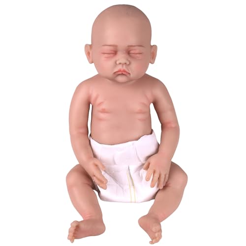 YEEFAIRY Realistische Silikon Reborn Babypuppe 43cm 2,7kg Lebensecht Neugeboren Schlafend Mädchen mit Natürlichen Geschlossenen Augen (kein Vinyl) Baby Girl Emotionspuppe für Kinderwunsch, Natur von YEEFAIRY