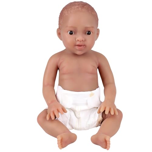 YEEFAIRY Realistische Silikon Reborn Babypuppe 43cm 2,9kg Lebensechte Gemischt Ethnien Afroamerikanisch Neugeboren Mädchen mit Geöffneten Augen (kein Vinyl) Baby Girl Emotionspuppe für Paare, Bräune von YEEFAIRY