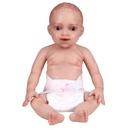 YEEFAIRY Realistische Silikon Reborn Babypuppe 43cm 2,9kg Lebensechte Gemischt Ethnien Afroamerikanisch Neugeboren Mädchen mit Geöffneten Augen (kein Vinyl) Baby Girl Emotionspuppe für Paare, Natur von YEEFAIRY