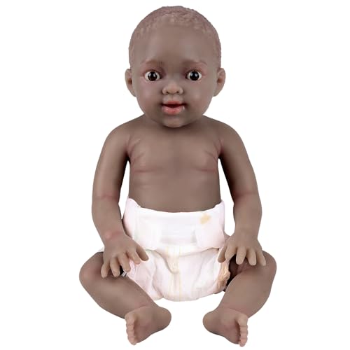 YEEFAIRY Realistische Silikon Reborn Babypuppe 43cm 2,9kg Lebensechte Gemischt Ethnien Afroamerikanisch Neugeboren Mädchen mit Geöffneten Augen (kein Vinyl) Baby Girl Emotionspuppe für Paare, Schwarz von YEEFAIRY