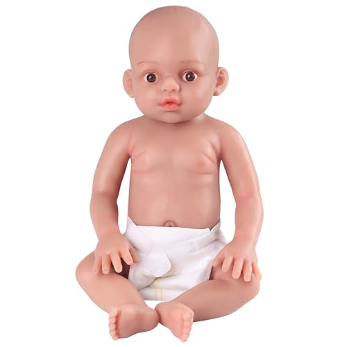 YEEFAIRY Realistische Silikon Reborn Babypuppe 44cm 2,9kg Lebensecht Neugeboren Mädchen mit Geöffneten Augen (kein Vinyl) Baby Girl Emotionspuppe für Paare mit Unerfülltem Kinderwunsch, Natur von YEEFAIRY