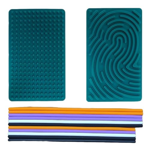 YEENAIV 2PCS Silicone Sensorik Activity Board Sensory Fidget Board Sensorisches Spielzeug Aktivitätsbrett für Kinder 3+ zur Beruhigung Angstzuständen Sensorischen Spielzeuge mit 22 Schnüren(Grüner) von YEENAIV