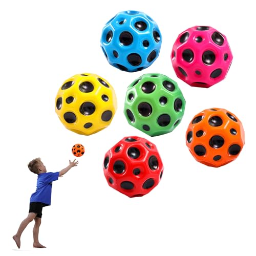 YEJAHY 6 Stück Jump Ball, Moon Bälle,Bounce Ball, Space Theme Bouncy Balls, Mini Bouncing Ball Toy, Bouncing Ball Springball für Kinder, Jump Ball for Kids Party Gift von YEJAHY