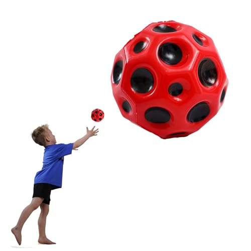 YEJAHY Jump Ball, Mini Bouncing Ball Toy, Space Jump Ball Moon Ball, Bounce Ball Hohe Springender Gummiball Sprünge Gummiball Space Ball Für Kids Party Gift (Rot) von YEJAHY