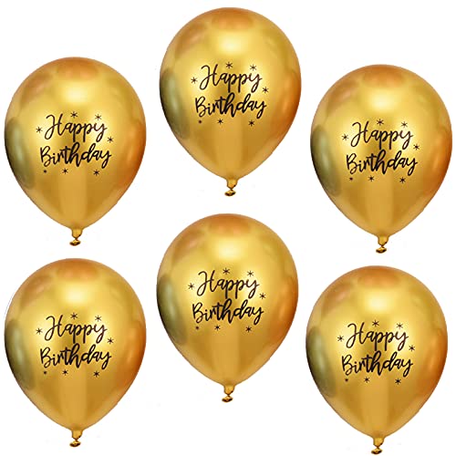 Happy Birthday Gold Metallic Luftballons，20 Gold Luftballons Metallic Deko zum Geburtstag Party Kindergeburtstag Happy Birthday Dekoration von YELYAN