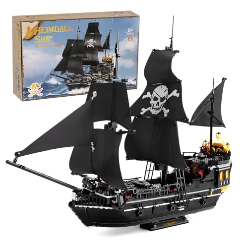 YESHIN Black Pearl Piratenschiff Bausteine Spielzeug Set, 1424 Teiles Segelschiff Piratenschiff Klemmbausteine, Kreatives Geschenkidee für Kinder ab 8+ Jahren und Jugendliche Erwachsene von YESHIN