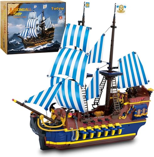 YESHIN Piratenschiff Bausteine Modell, 2010 Teile MOC Piratenschiff Modellbausatz Klemmbausteine, Segelschiff Spielzeug Modell Geschenke für 8, 9, 10+ Jungen und Jugendliche Erwachsene von YESHIN