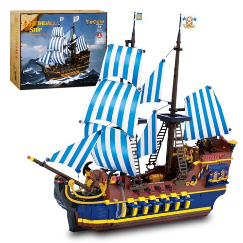YESHIN Piratenschiff Bausteine Modell, 2010 Teile MOC Piratenschiff Modellbausatz Klemmbausteine, Segelschiff Spielzeug Modell Geschenke für 8, 9, 10+ Jungen und Jugendliche Erwachsene von YESHIN
