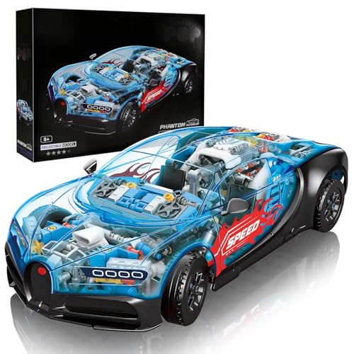 YESHIN Technik Supersportwagen Bausteine Sets, 1:14 Auto Klemmbausteine Sportwagen Spielzeug Modell, Sammlermodell Geschenke Kinder ab 8 Jahren und Erwachsene von YESHIN