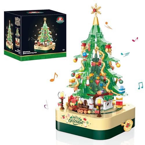 YESHIN Weihnachten Spieluhr Bausteine, 558 Stück Weihnachtsbaum Weihnachten Geschenke Spielzeug für Erwachsene und Kinder ab 8+ Jahren von YESHIN