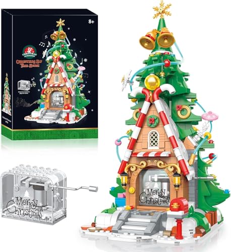 YESHIN Weihnachtsbaum Bausteine Modell, Weihnachten Spieluhr Klemmbausteine Bausatz Set als Geschenk/Spielzeug/Sammlerstücke von YESHIN