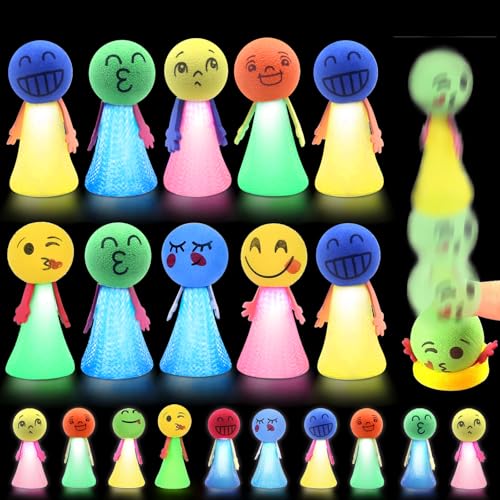 YESLUSY LED Spring Leuchtspielzeug, 10 Stück Jumping Spielzeug LED, Spring Launchers Toys Emoji Puppen als Urlaubsornamente, Mitgebsel Kindergeburtstag Gastgeschenke für Mädchen und Jungen von YESLUSY