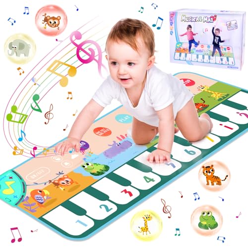 YESLUSY Musikmatte für Kinder mit 8 Tieren, Baby Spielzeug ab 1 Jahr Tanzmatte Klaviermatte, kinderspielzeug ab 1 2 3 4 Jahr Mädchen, Geschenk Mädchen Junge Weihnachts Geburtstag von YESLUSY