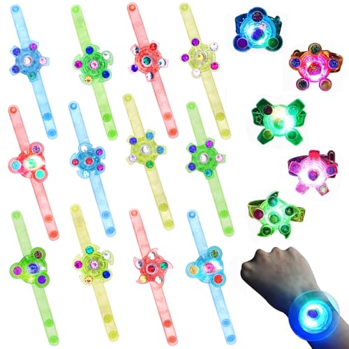 YESLUSY Spinner Leuchtarmbänder Fidget, 12 Stück LED Armbänder Leuchtspielzeug, LED Blinkende Armbänder, Leuchtspielzeug Kinder, Mitgebsel Kindergeburtstag Gastgeschenke von YESLUSY