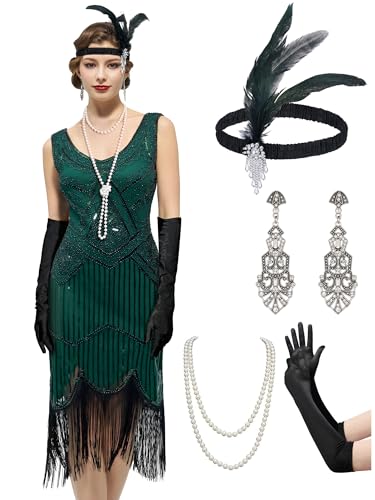 YESSA 20er Jahre Kostüm Damen Gatsby Kleid Damen,1920er Kleider Mit Accessoires Charleston Kleid 20er Jahre YESSA 20er Jahre Kostüm Damen Gatsby Kleid Damen,1920er Kleider Mit Accessoires Charleston Kleid 20er Jahre von YESSA