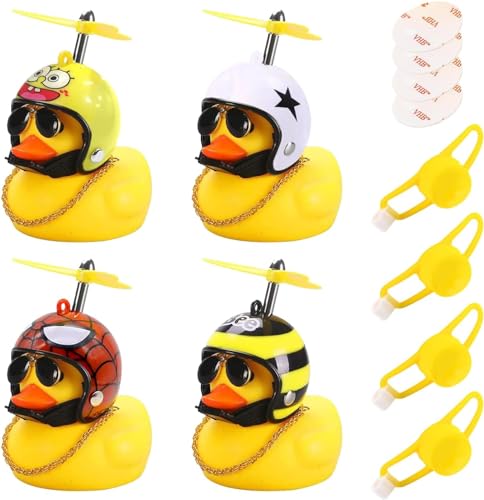 Gelbe Ente Auto Ornament 4 Stück Gummiente Spielzeug Gummi Gelb Ente Auto Ornament Gummienten Spielzeug Ornamente Gummi Gelb Ente Spielzeug für Autozubehör Fahrradzubehör Haus Dekoration von YESTARTDS