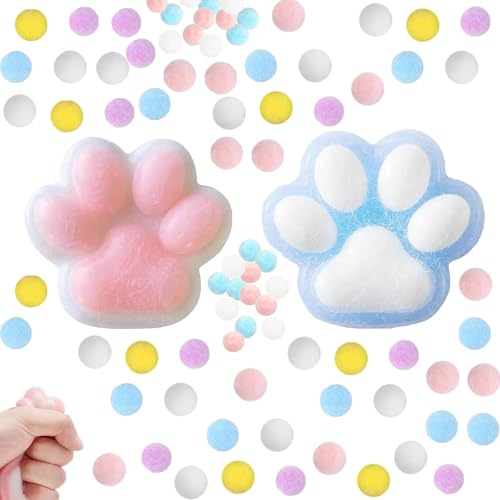 2PCS Taba Squishy Cat Paw Squeeze Toys, Cat Paw Squishy, Cute Kawaii Fufu Squishy,Sticky Squishy Cat Paw Fur Ball,Taba Squishy Paw Funny Fidget von YEWCEP